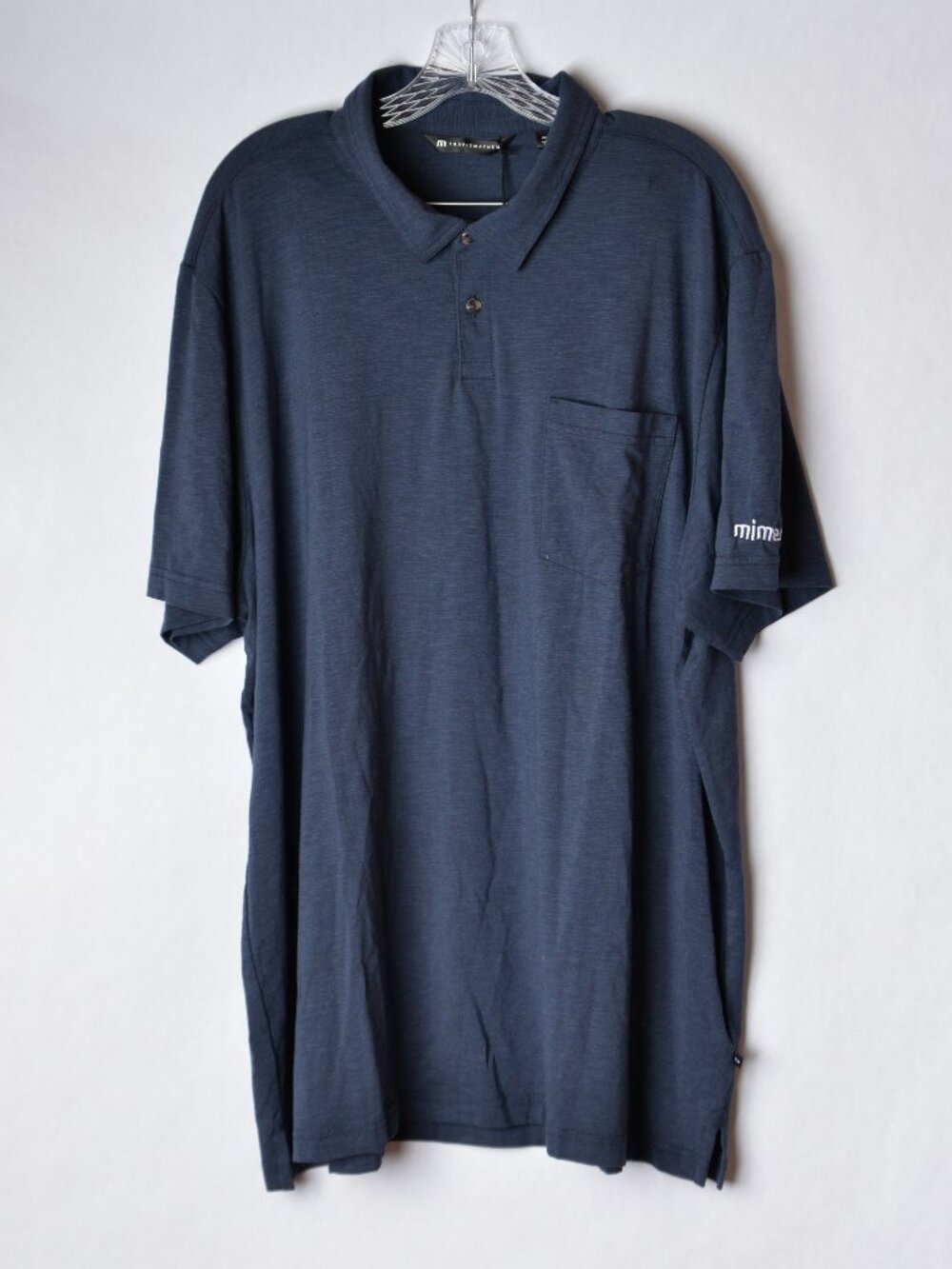 Travis Mathew Polo Shirt Cloud Men XXXL 3XL Navy Golf Performance Pocket Casual